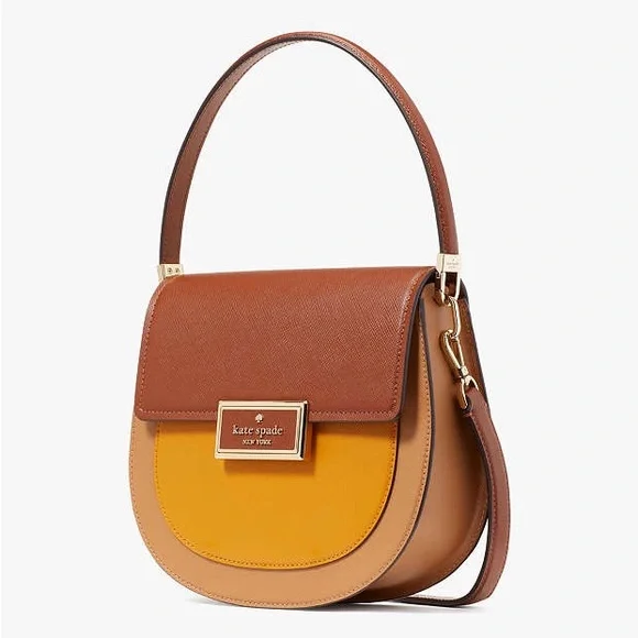 ♠️kate spade Reegan Colorblock Saddle Crossbody Bag, Squash Blossom Multi NWT